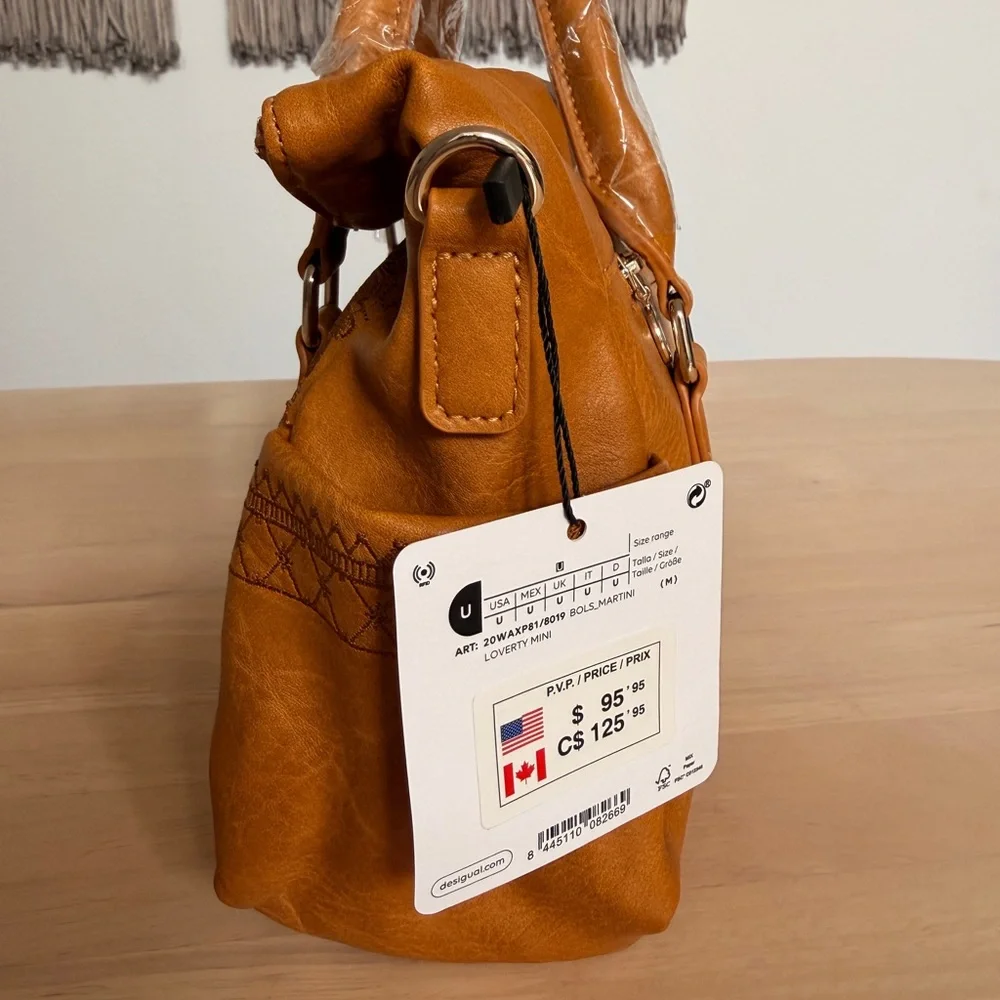 Desigual Martini Loverty Mini Satchel Bag Camel brown – NWT - Picture 5 of 8